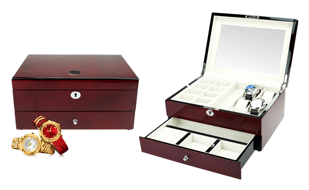 Bảo hành hộp đựng nữ trang và đồng hồ 2 tầng bằng gỗ Wrist HTS116