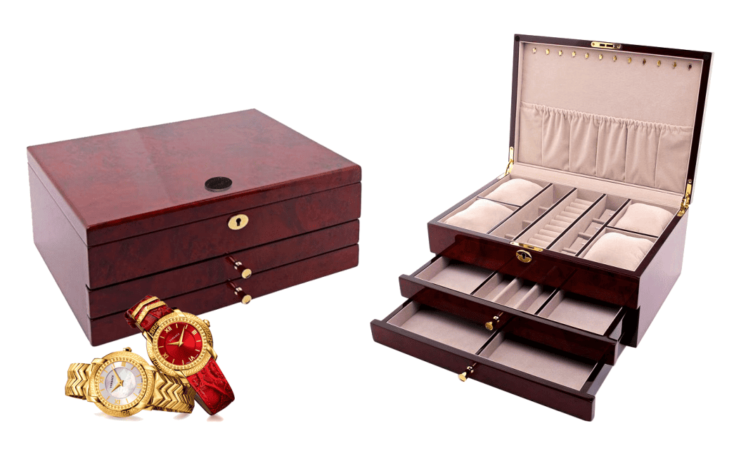 Bảo hành hộp đựng nữ trang chuyên dụng 3 tầng bằng gỗ Wrist HTS118